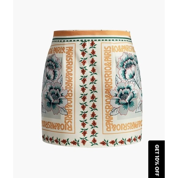 Commense Skirt Womens Small Multicolor Floral Satin Wrap Tie Mini Scarf Print - Picture 2 of 16